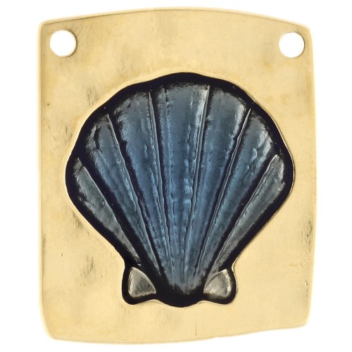 Pendant irregular 32x28 mm - shell Gilded in fine gold Blue x1