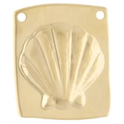 Pendant irregular 32x28 mm - shell Gilded in fine gold Blue x1