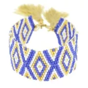 Seed beads Friendship bracelet navajo pattern28 mm Navy/Sand