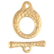 24 Carats gold - 13 mm Hammered Round T-Clasp - Fine gold plated x1 13 mm Hammered Round T-Clasp - Fine gold plated x1