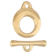 13 mm Hammered Round T-Clasp - Fine gold plated x1