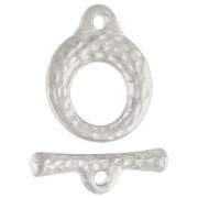 Antique Silver Plated - 13 mm Hammered Round T-Clasp - Antique fine silver plated x1 13 mm Hammered Round T-Clasp - Antique fine silver plated x1