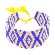 Seed beads Friendship bracelet navajo pattern28 mm Cobalt/Yellow
