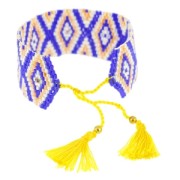 Seed beads Friendship bracelet navajo pattern28 mm Cobalt/Yellow