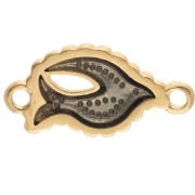 Bird spacer 20x10 mm with epoxy resin - Fine gold plated - Blue grey x1