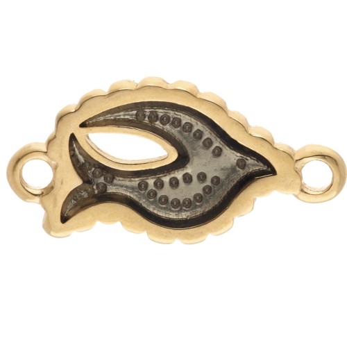 Bird spacer 20x10 mm with epoxy resin - Fine gold plated - Blue grey x1