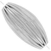 Striped olive-colored bead, 21x9 mm - Godron - Fine silver plated x1