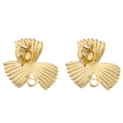 Ribbed flower earstuds, 18x19.5 mm, with closed hoop - Fine gold plated x2