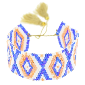 Seed beads Friendship bracelet navajo pattern 28 mm Light Peach/Sand