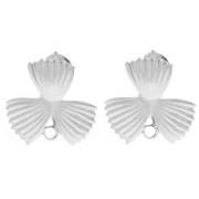 18x19.5 mm ribbed flower earstuds with closed rings - Fine silver plated (2 pairs)