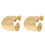 24 Carats gold - 19 mm Wide Open Hammered Hoop Earrings - Fine gold plated (2 pairs) 19 mm Wide Open Hammered Hoop Earrings - Fine gold plated (2 pairs)
