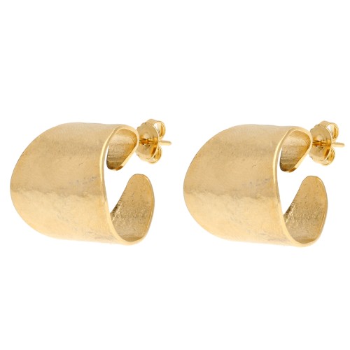 19 mm Wide Open Hammered Hoop Earrings - Fine gold plated (2 pairs)