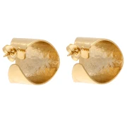 19 mm Wide Open Hammered Hoop Earrings - Fine gold plated (2 pairs)