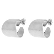 19 mm Wide Open Hammered Hoop Earrings - Fine silver plated (2 pairs)