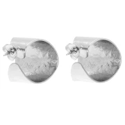 19 mm Wide Open Hammered Hoop Earrings - Fine silver plated (2 pairs)