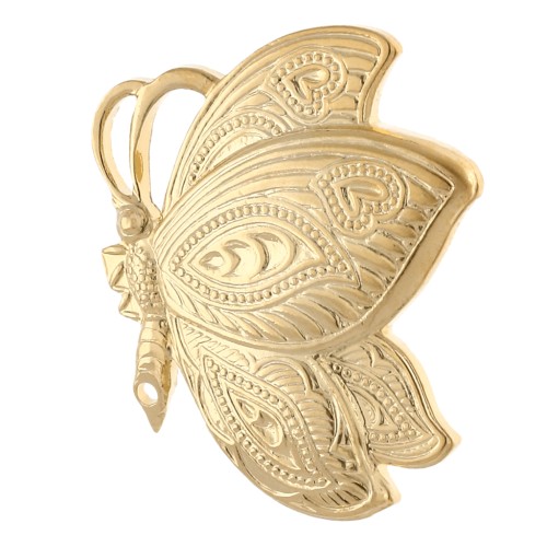 Handcrafted butterfly brooch, 30x26 mm, with 1 hole - Fine gold plated x1