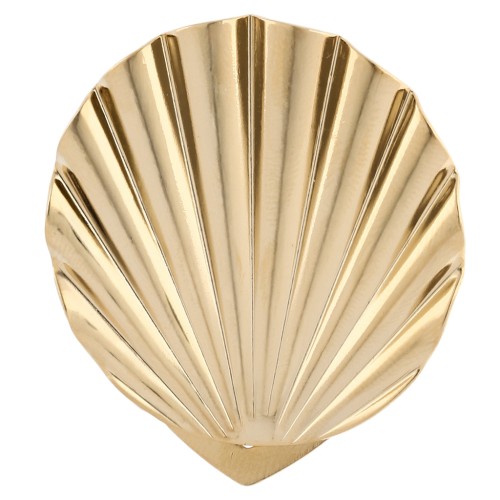 Shell-shaped scarf clip, 38x34 mm, pleated effect - Fine gold plated x1