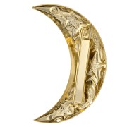 Half-moon brooch, 45.5 x 26.5 mm, astral pattern—with 3 holes—Fine gold plated x1
