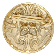 34 mm Round Brooch with Vintage Pattern - 3 Holes - Fine gold plated x1