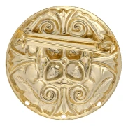 34 mm Round Brooch with Vintage Pattern - 3 Holes - Fine gold plated x1
