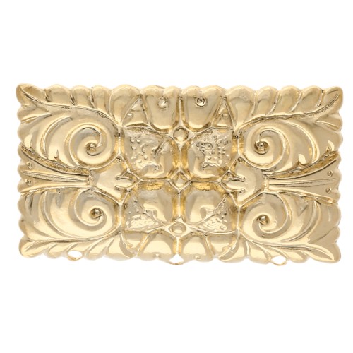 20x32.5 mm Rectangular Brooch with Vintage Pattern - 3 Holes - Fine gold plated x1