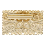20x32.5 mm Rectangular Brooch with Vintage Pattern - 3 Holes - Fine gold plated x1