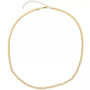 Gift - Mirror 4 mm mesh and CZ necklace - 304L stainless steel gold x39cm