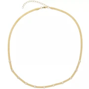 Gift - Mirror 4 mm mesh and CZ necklace - 304L stainless steel gold x39cm