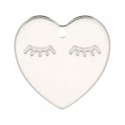 Gift - Heart charm 14 mm - eyelash motif - Silver 925 x1