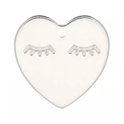 Gift - Heart charm 14 mm - eyelash motif - Silver 925 x1