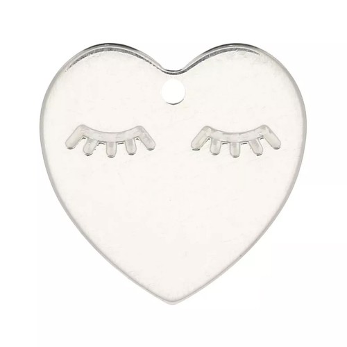 Gift - Heart charm 14 mm - eyelash motif - Silver 925 x1
