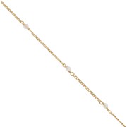 Gift - Curb Chain 2 mm with Rose Quartz 925 Sterling Silver Gilt x50cm