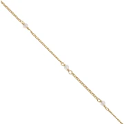 Gift - Curb Chain 2 mm with Rose Quartz 925 Sterling Silver Gilt x50cm