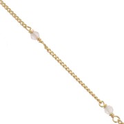 Gift - Curb Chain 2 mm with Rose Quartz 925 Sterling Silver Gilt x50cm