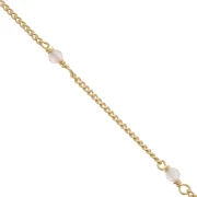 Gift - Curb Chain 2 mm with Rose Quartz 925 Sterling Silver Gilt x50cm