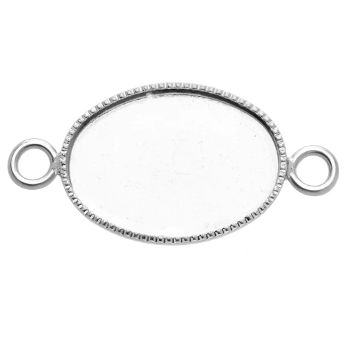 Spacer for oval cabochon with flat base 14x10 mm - Silver x1