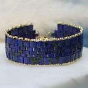 Miyuki Half Tila Beads 5x2.3x1.9mm HTL-2064 - Mat Metallic Blue Green Iris 100g pack