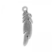 Feather Charm 15 mm old silver tone x1
