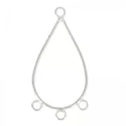3 loops spacers drop shape 42 mm Fine silver plating x2