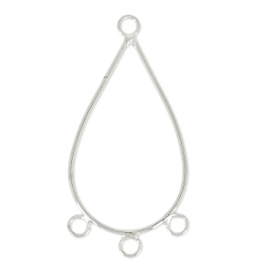 3 loops spacers drop shape 42 mm Fine silver plating x2