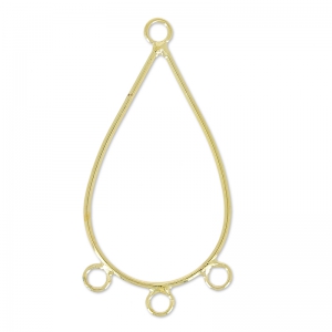 3 loops spacers drop shape 42 mm Fine gold plated x2