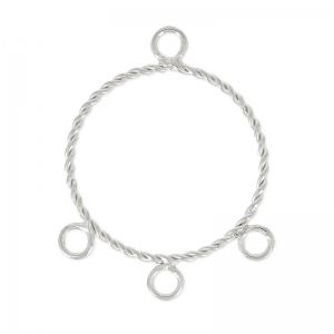 3 loops spacers round shape 28 mm Fine silver plating x2