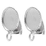 Ear clips for oval cabochon 10x8 mm with open ring - Silver 925 x2
