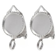 Ear clips for 8 mm round cabochon with open ring - Silver 925 x2|raw }}