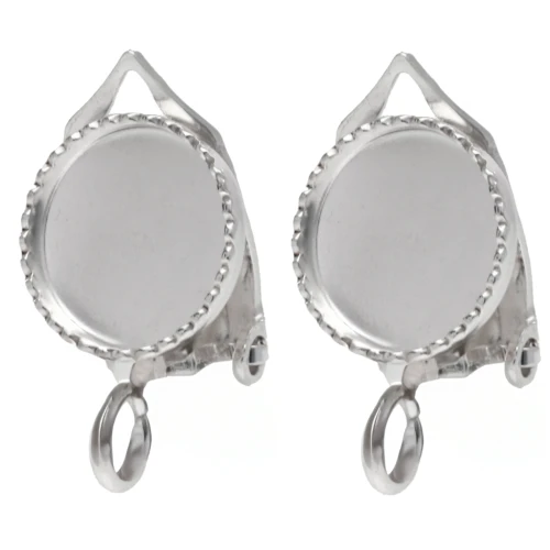 Ear clips for 8 mm round cabochon with open ring - Silver 925 x2