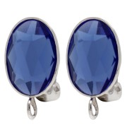 Ear clips for oval cabochon 14x10 mm with open ring - Silver 925 x2