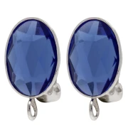 Ear clips for oval cabochon 14x10 mm with open ring - Silver 925 x2