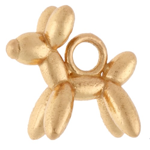 10 mm Balloon Dog Charm - 925 Sterling Silver Fine gold plated x1