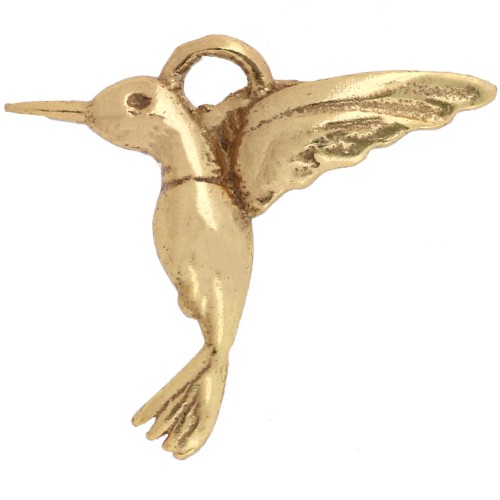 Hummingbird Charm, 12.5 x 13.8 mm - 925 Sterling Silver Fine gold plated x1