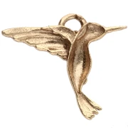 Hummingbird Charm, 12.5 x 13.8 mm - 925 Sterling Silver Fine gold plated x1